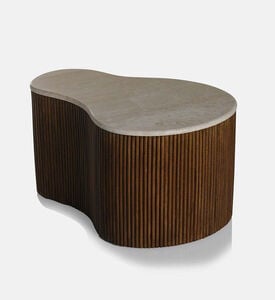 Home Deco and More Mari Travertine Top Coffee Table, Brown, 83x72x34-cm, Packshot View Home Deco and More Mari Travertine Top Coffee Table, Brown, 83x72x34-cm, Packshot View