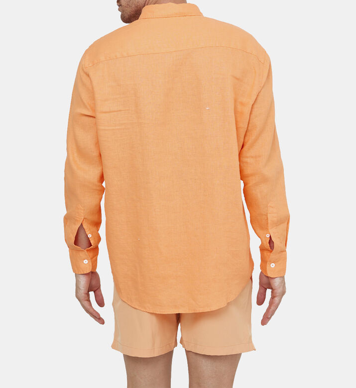 Men Olive Relaxed-fit Linen Shirt Men Olive Relaxed-fit Linen Shirt