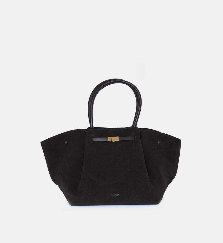 Suede Leather Belted-detail Tote Bag