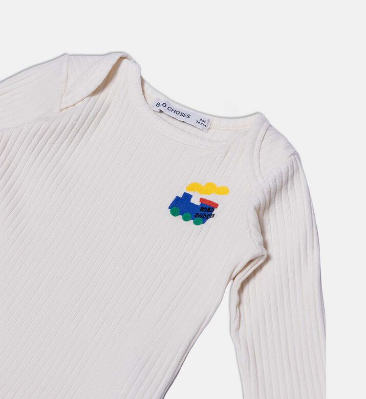 Bobo Choses Embroidered Train Patch Long-sleeve Shirt, Packshot View Bobo Choses Embroidered Train Patch Long-sleeve Shirt, Packshot View