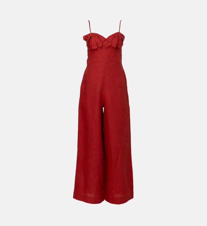 Petal Bodice Linen Jumpsuit