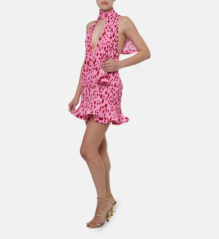 Rowen Rose High-contrast All-over Print Pleated Dress, Model View