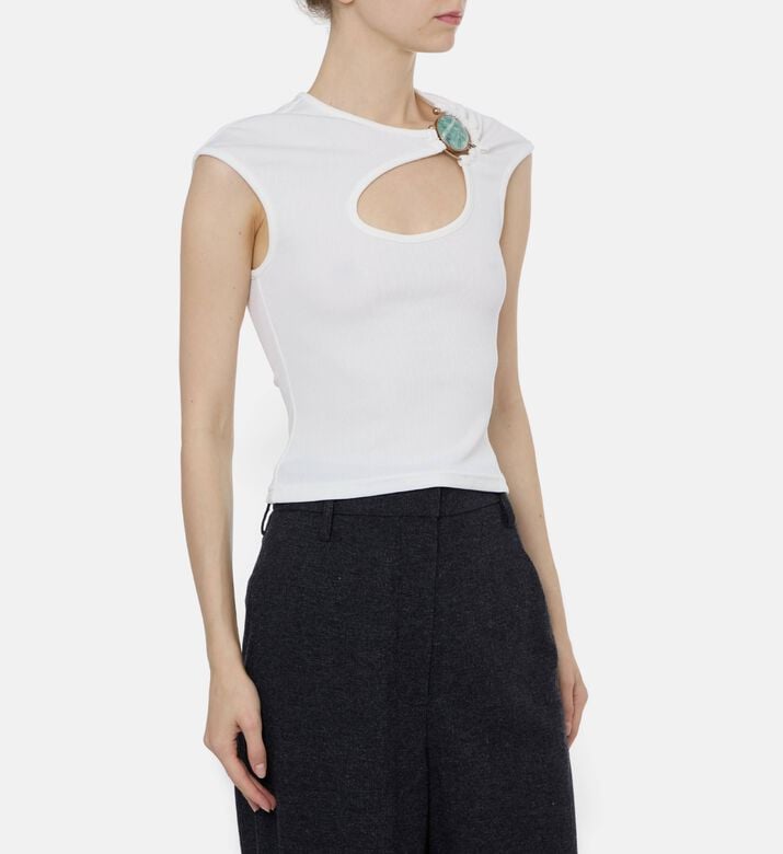 Christopher Esber Ribbed Cut-out Tank Top, Model View