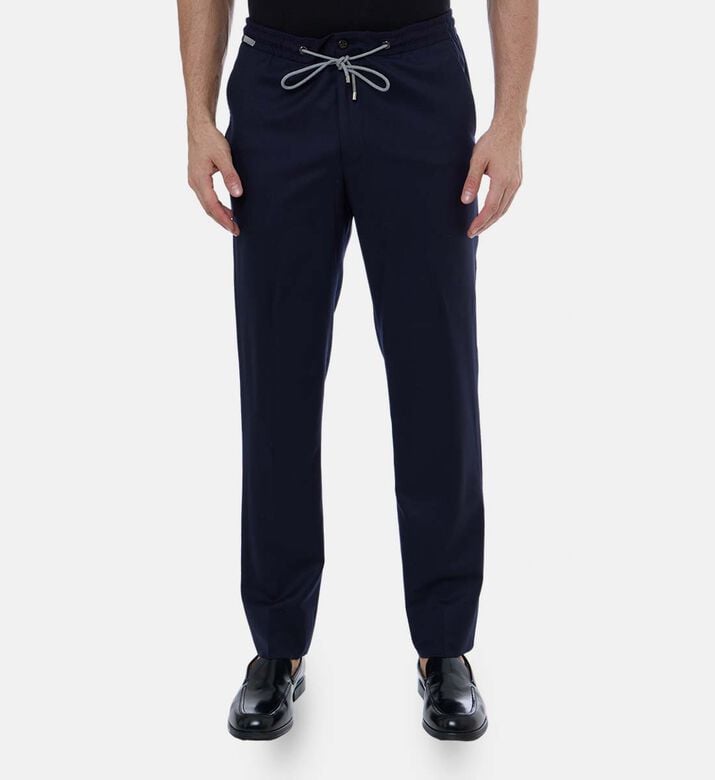 Virgin Wool Drawstring Waist Pants