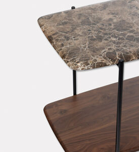 Home Deco and More Shard Single 2-shelves Shelving Unit, Walnut, Packshot View