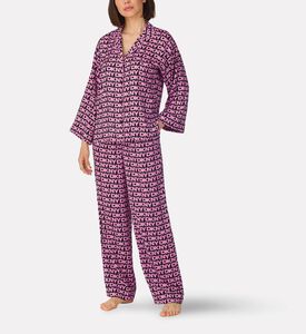 DKNY Satin Logo Long Pajama Set, Model View