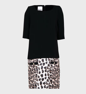 Leopard Printed Wool Crepe Dress