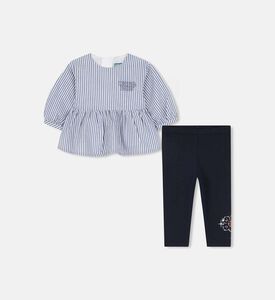 طقم مخطط قطن بأكمام طويلة قطعتين