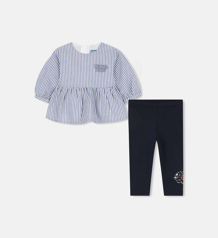 Cotton Stripe Long-sleeve 2-piece Set