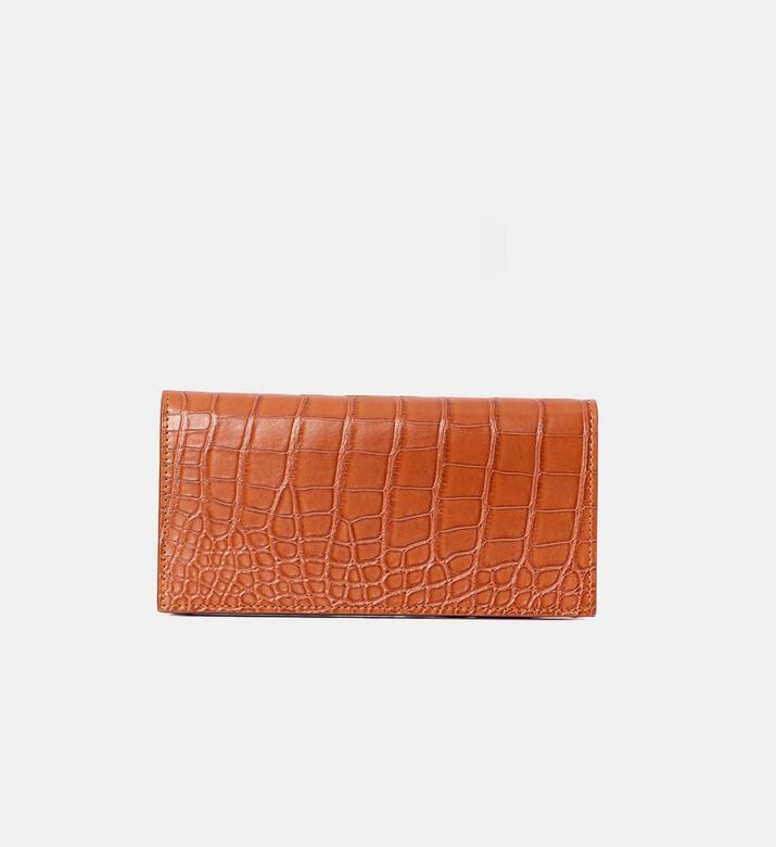 Camille Fournet Matte Alligator Wallet, Brown, Packshot View Camille Fournet Matte Alligator Wallet, Brown, Packshot View