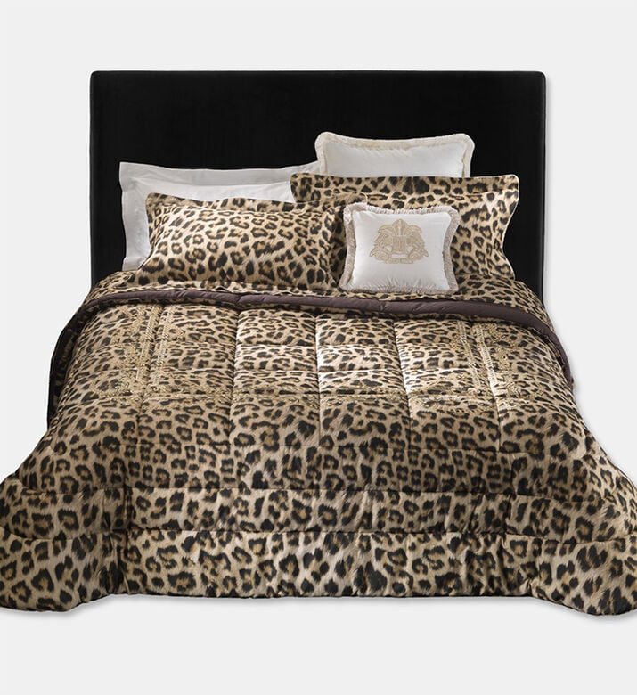 Philip Plein Leopard Pattern Bed Set, Dark-gold, 240x220-cm, Packshot View