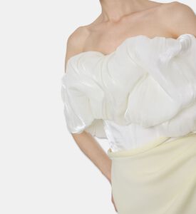 AAVVA Neoprene Tulle Corset One-shoulder Dress, Yellow, M, Model View