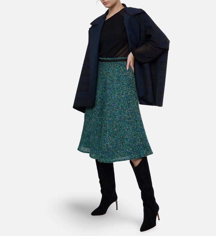 Blue For Burgundy Multicolor Woven A-line Midi Skirt, Model View