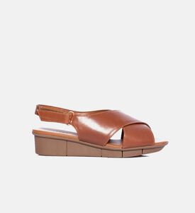 Leather Criss-cross Wedge Sandals