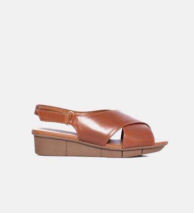 Leather Criss-cross Wedge Sandals