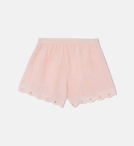 Eyelet Embroidered Hem Girls Shorts