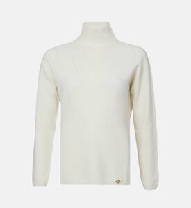 Luisa Spagnoli High-neck Logo-label Sweater, Off-white, Xl, Packshot View