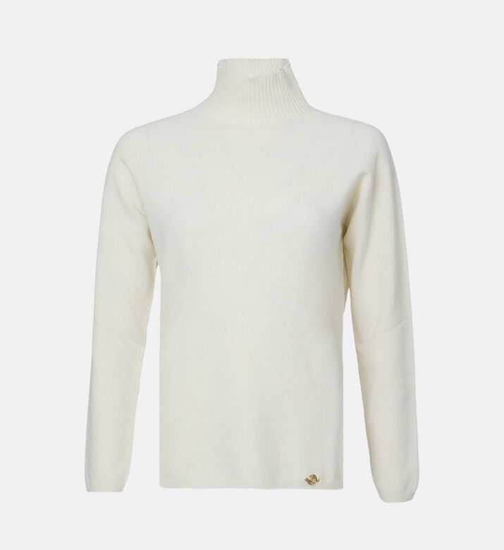 Luisa Spagnoli High-neck Logo-label Sweater, Off-white, Xl, Packshot View