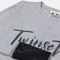 Pocket-detailed Rhinestone Embellished Sweater