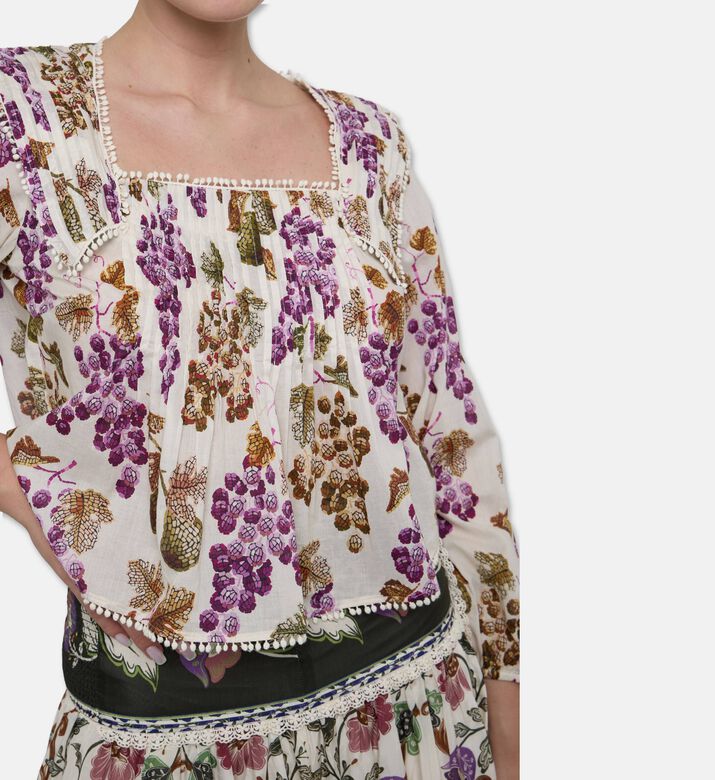 Farm Rio Grape Garden Blouse, Model View