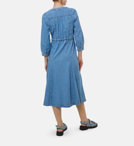 فستان جينز بأكمام منفوشة وياقة في