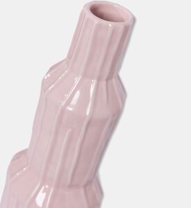 Kersten Ceramic Glazed Ribbed Vase, Pink, 8.2x8.2x28.5-cm, Packshot View