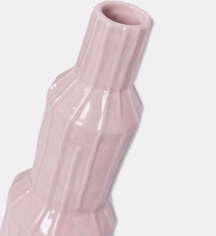 Kersten Ceramic Glazed Ribbed Vase, Pink, 8.2x8.2x28.5-cm, Packshot View