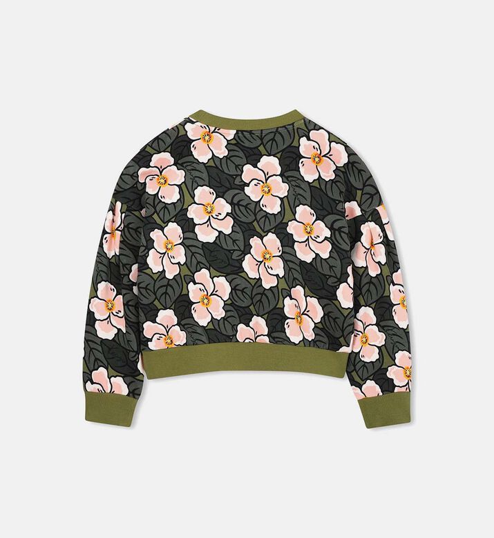 Cotton Floral-print Long-sleeve Sweatshirt