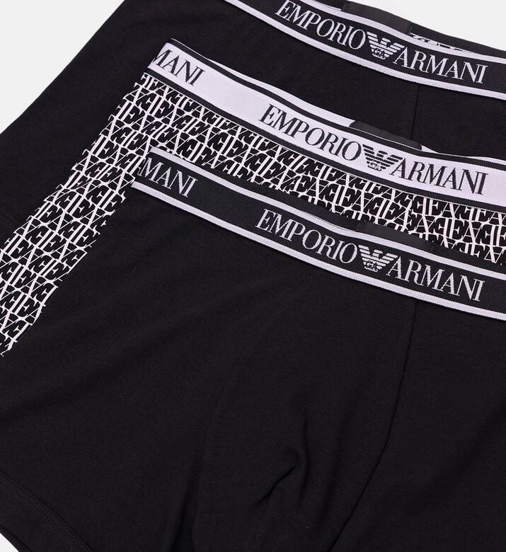 Emporio Armani Cotton Logo-waistband Three-pack Boxer Briefs, Black, Xl, Packshot View
