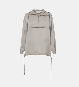 كنزة بياقة مطوية بنصف سحاب