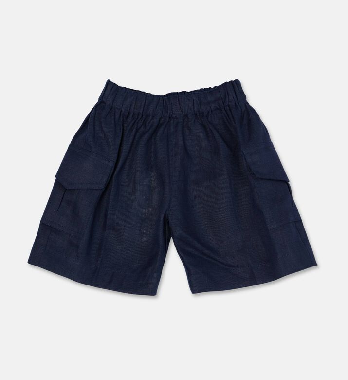 Jules and Juliette Paris Carl Patch Pocket Linen Shorts, Navy, 6y, Packshot View