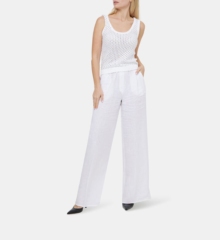 Elasticated Waist Wide Legs Trousers