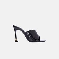 Crocodile-embossed Slip-on Mules