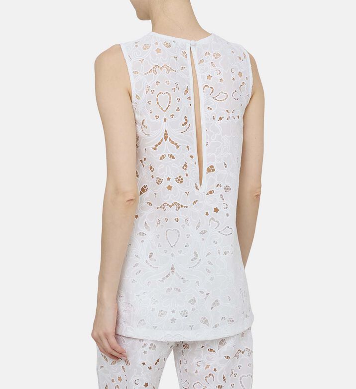 بلوزة بدون أكمام بدانتيل بنقشة