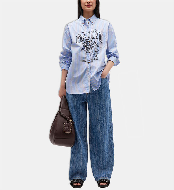 Ganni Oversized Stripe-print Shirt, Model View