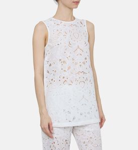 بلوزة بدون أكمام بدانتيل بنقشة