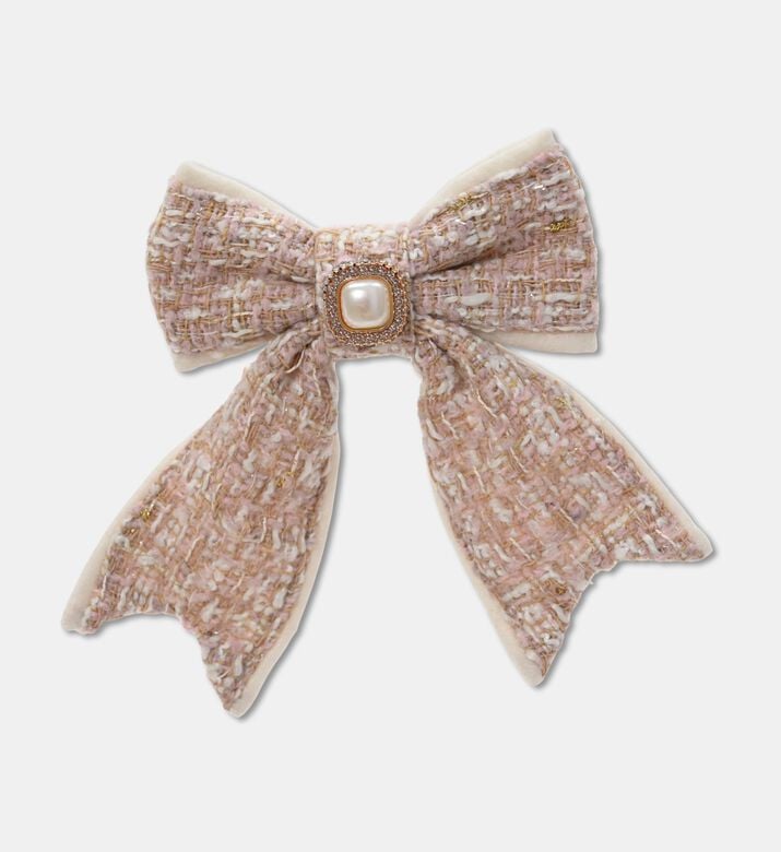 Kaemingk Bow Polyester On Clip Strass, Pink, 15-cm, Packshot View