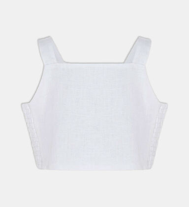 Sierra Smocked Linen Crop Top