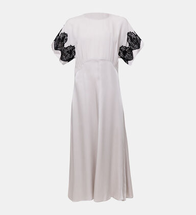 Lace-inserts Flared Midi Dress