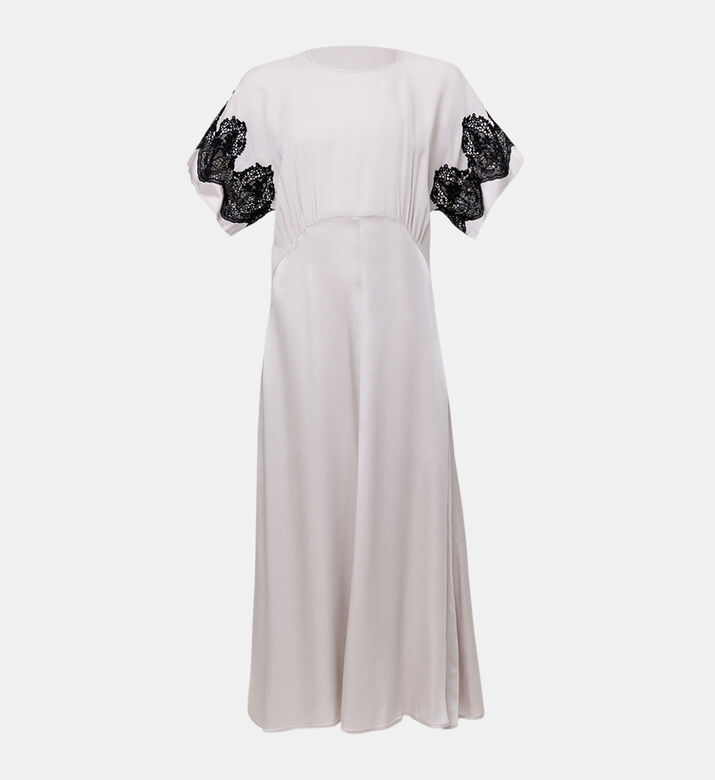 Lace-inserts Flared Midi Dress