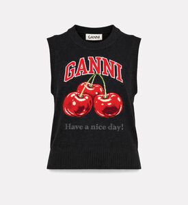 Ganni Logo-embroidery Straight Hem Vest, Packshot View
