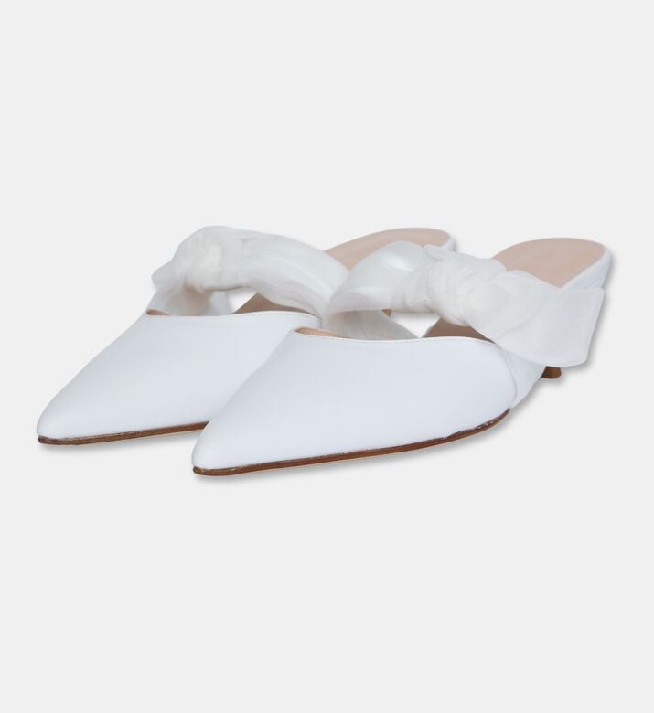 Atana Tonal Pleated Bow Side Tie Mules, Packshot View