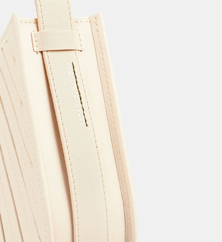 Camille Fournet Balancier Calf Leather Pleated Handbag, Cream, Packshot View
