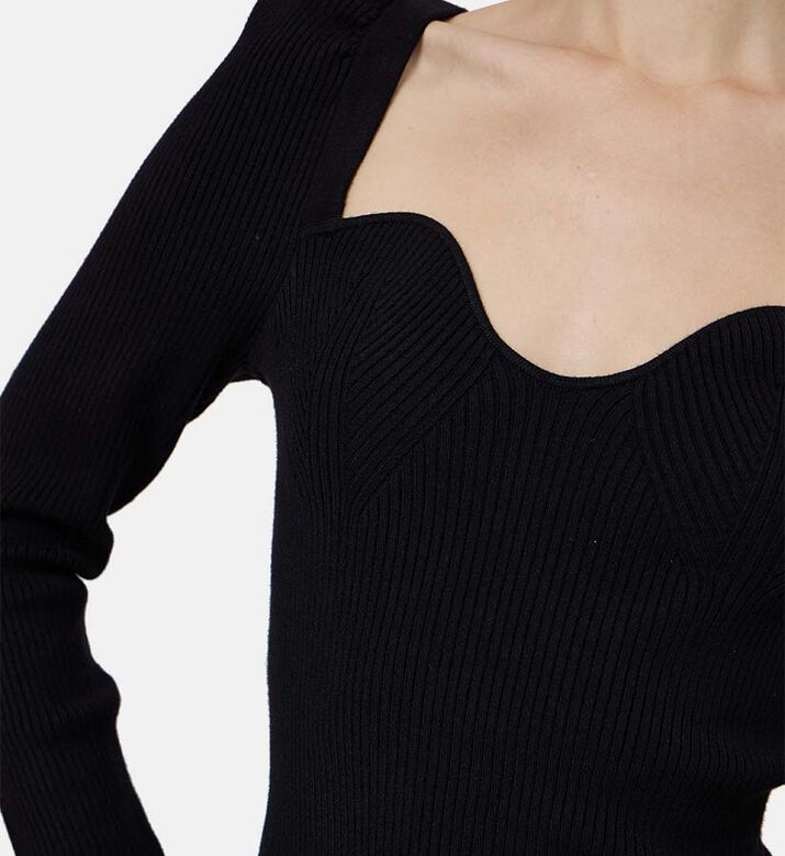 Sweetheart Neckline Ribbed Sweater Sweetheart Neckline Ribbed Sweater
