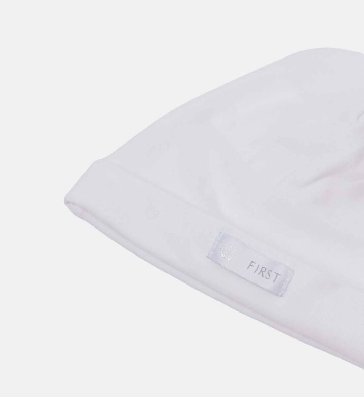 My First Collection Embroidered Crown Hat, White, Packshot View