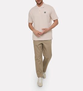 Maison Kitsune Contrast Embroidered Patch Polo Shirt, Off-white, L, Model View