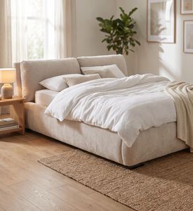 Home Deco and More Palima Upholstered Bed, Beige, 160x200-cm, Packshot View