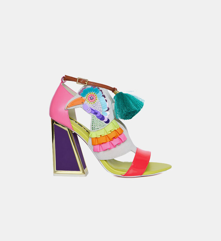 Multicolored Bird Embellished Sandals