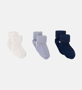 Ribbed Cuffs 3-piece Socks Set
