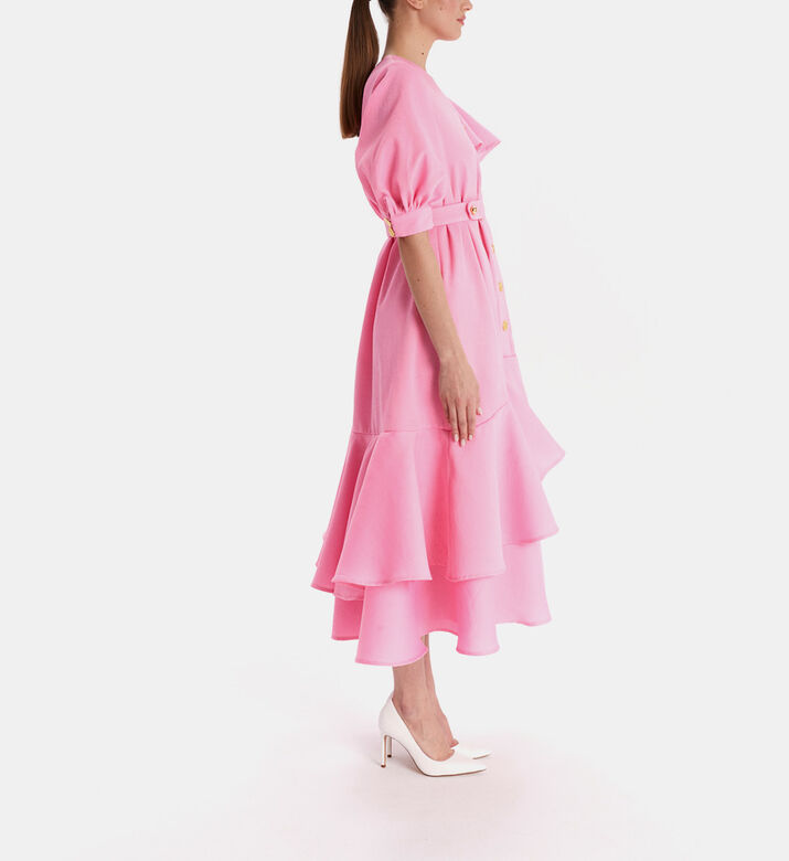 Ruffle Shoulder Midi Dress